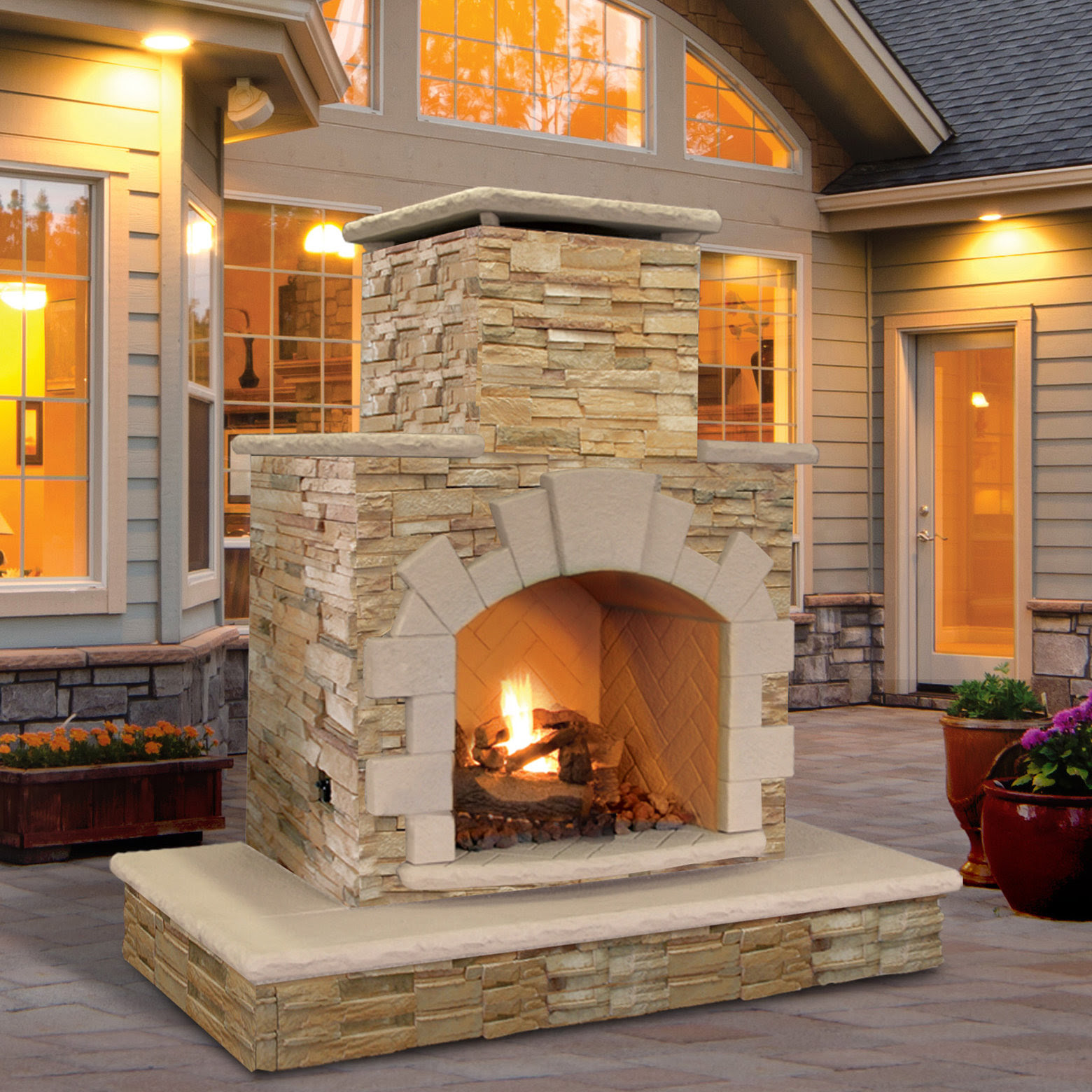 CalFlame Natural Stone Propane / Gas Outdoor Fireplace  eBay