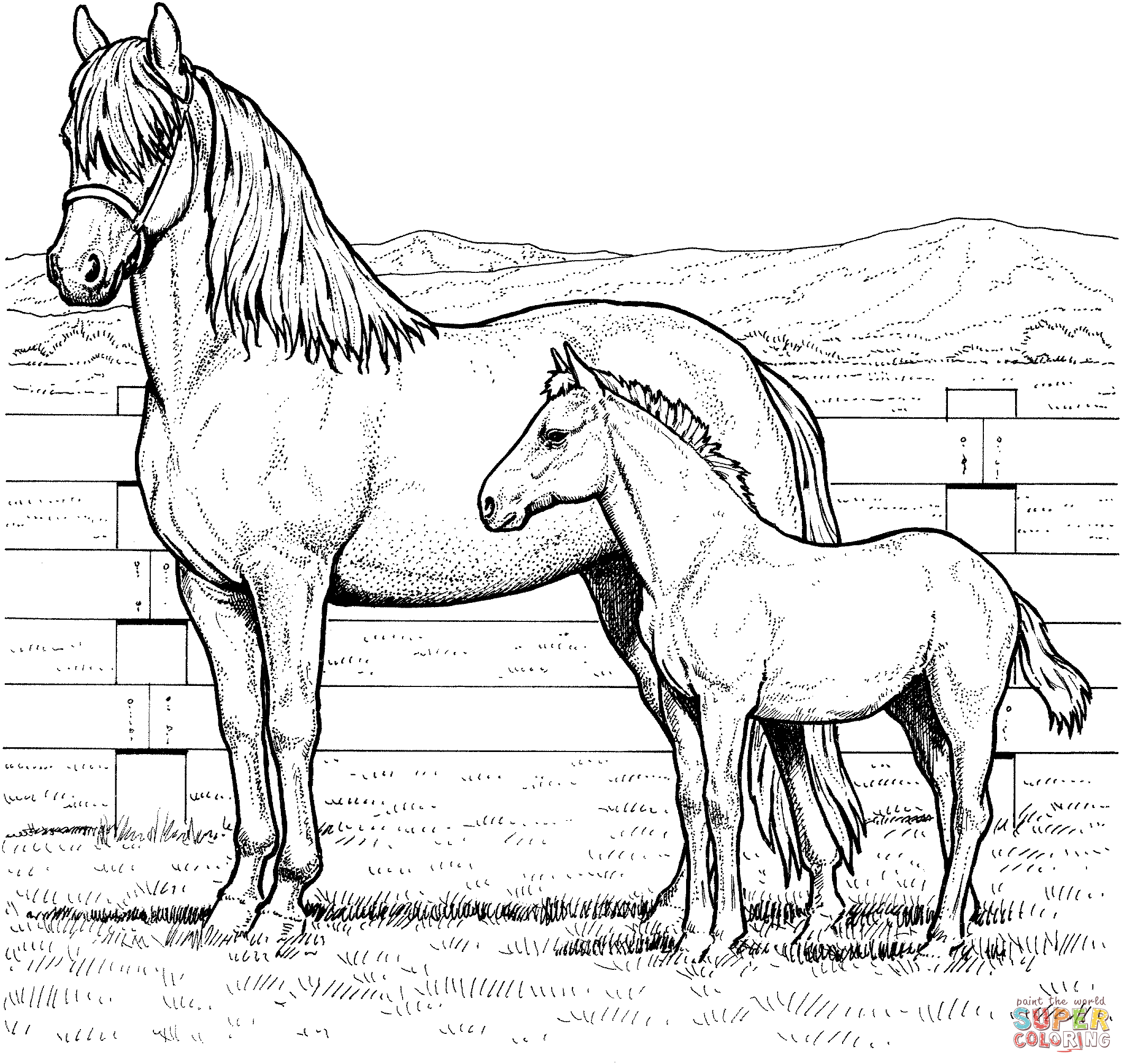 Clicca su disegni da colorare di Cavalla e puledro