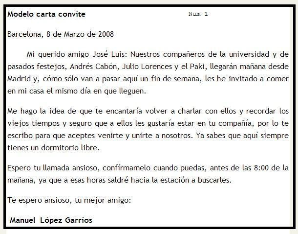 Modelo de carta de convite