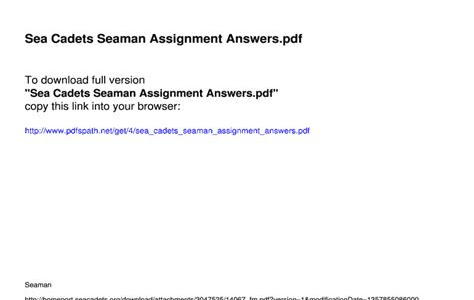 Download Ebook SEA CADET SEAMAN ASSIGNMENT 4 ANSWERS Kindle Edition PDF