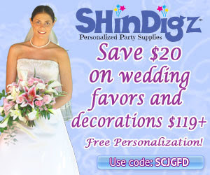 Save 15% on wedding favors and decorations $85+
