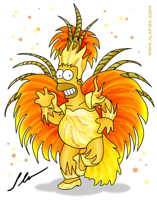 Homer Simpson vestido de carnaval dançando by ila fox