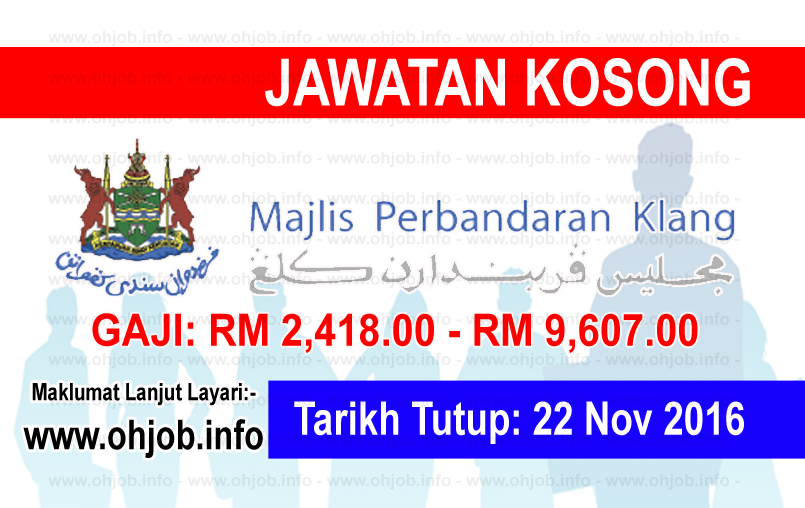 Jawatan Kerja Kosong Majlis Perbandaran Klang (MPKlang) logo www.ohjob.info november 2016