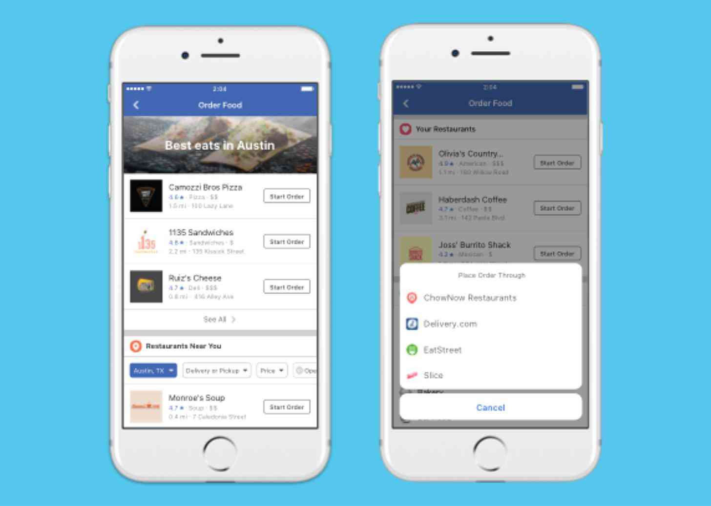 Facebook Order Food iPhone app