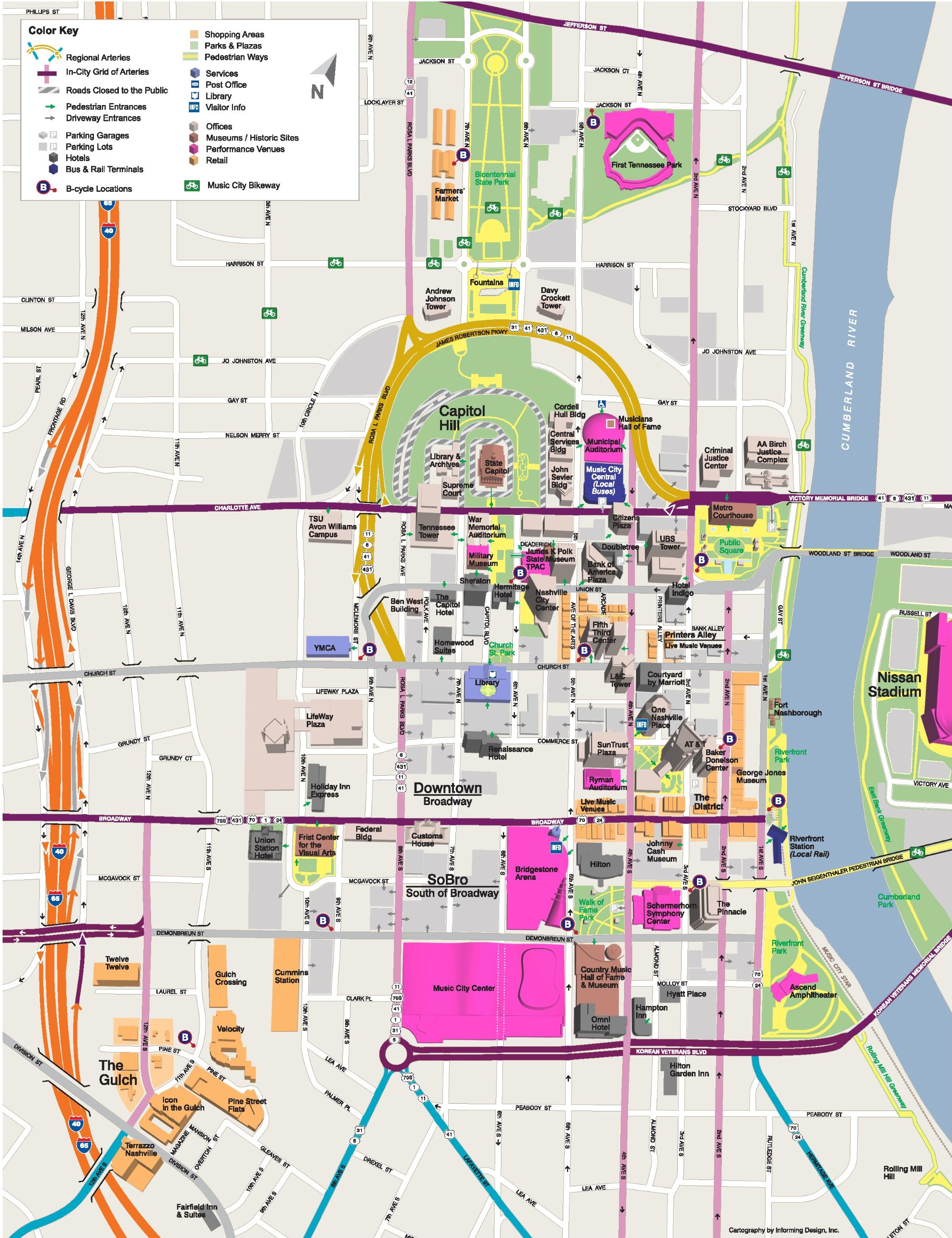 Tourist Map Of Nashville Nashville tourist attractions map