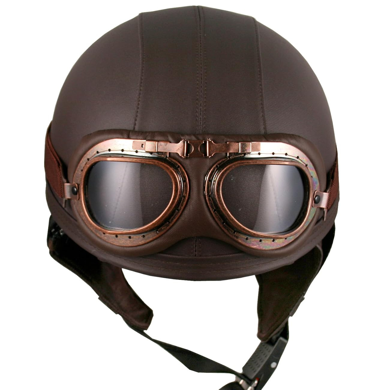 Leather Goggles German Vintage Style Half 1/2 Helmet Motorcycle Biker