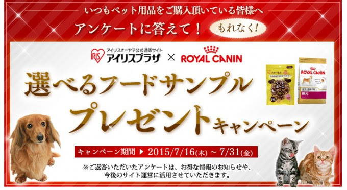 アイリスプラザで犬 猫の選べるフードサンプルプレゼントキャンペーン フードサンプルかポイントがもれなくもらえる 激安らぼ