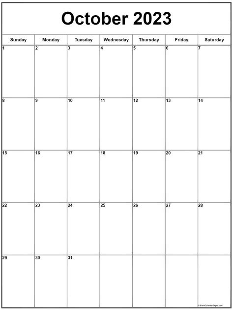 Just click print right from your browser. october 2023 vertical calendar portrait