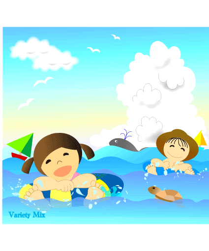 バラエティーミックス絵日記 イラスト 海水浴