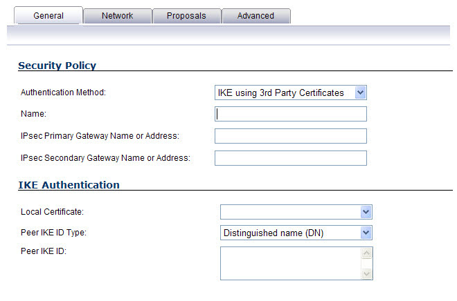 Configuring A Vpn Policy With Ike Using A Third Party Certificate
