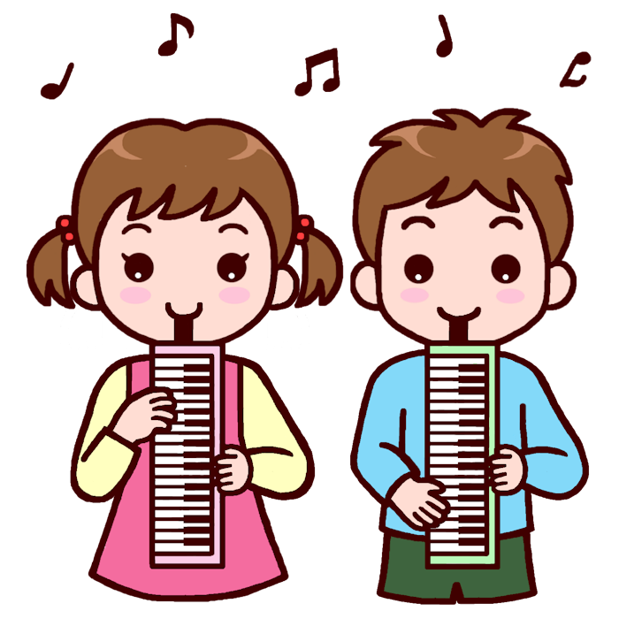 鍵盤ハーモニカ カラー 音楽 楽器演奏の無料イラスト 部活動 クラブ活動 文化部 学校素材