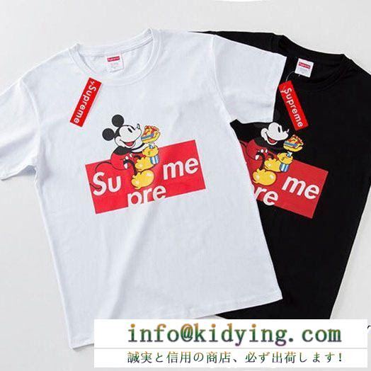 Supreme Mickeyシュプリーム Tシャツ コピーディズニーコラボ存在感たっぷりなミッキープリントメンズ