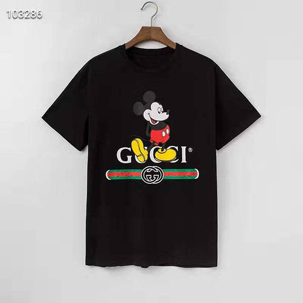 ブランド グッチ Tシャツ 半袖 男女兼用 可愛い ミッキー柄 Tシャツ Gucci バットシャツ 人気新品