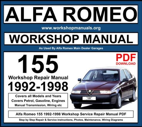 Download Alfa Romeo 155 1992 1998 Workshop Repair Service Manual
