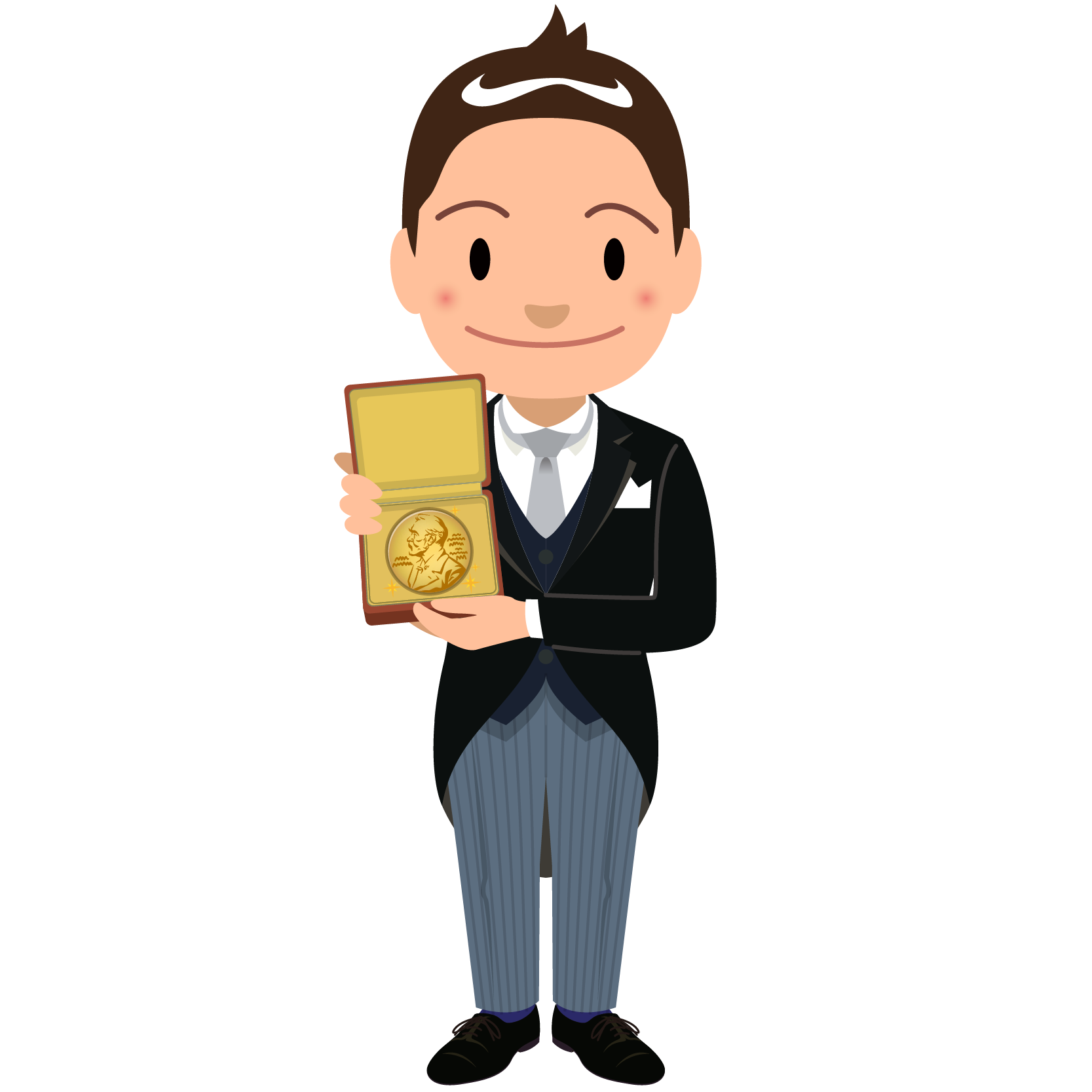 商用フリー 無料イラスト 表彰 燕尾服 男性b ノーベル賞 メダル Nobelprize 商用ok フリー素材集 ナイスなイラスト
