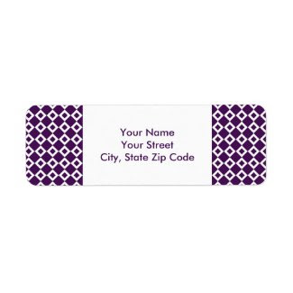 Purple and White Diamond Pattern address label