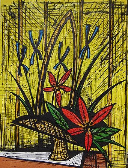 ビュッフェ アイリスと赤い花 絵画 販売 買取 東京 自由が丘にある画廊 ギャラリー小山