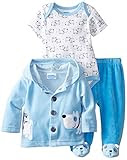 BON BEBE Baby-Boys Newborn Puppys Velour Jacket and Pant Set with Bodysuit, Multi, 3-6 Months