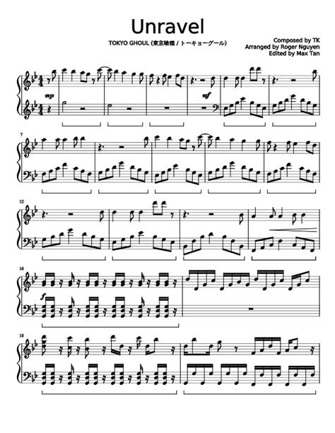 unravel easy full version sheet   piano