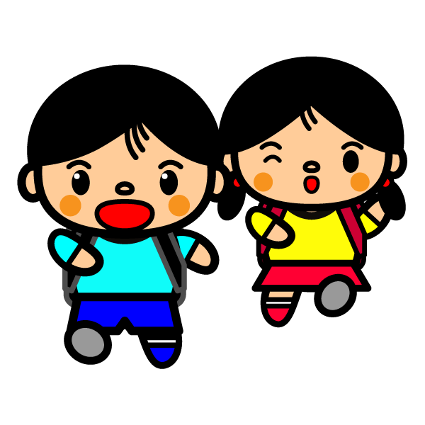 かわいい小学生のカップルの無料イラスト 商用フリー オイデ43