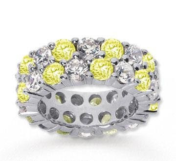 8 1/2 Carat Yellow Sapphire and Diamond 14k White Gold Eternity Band