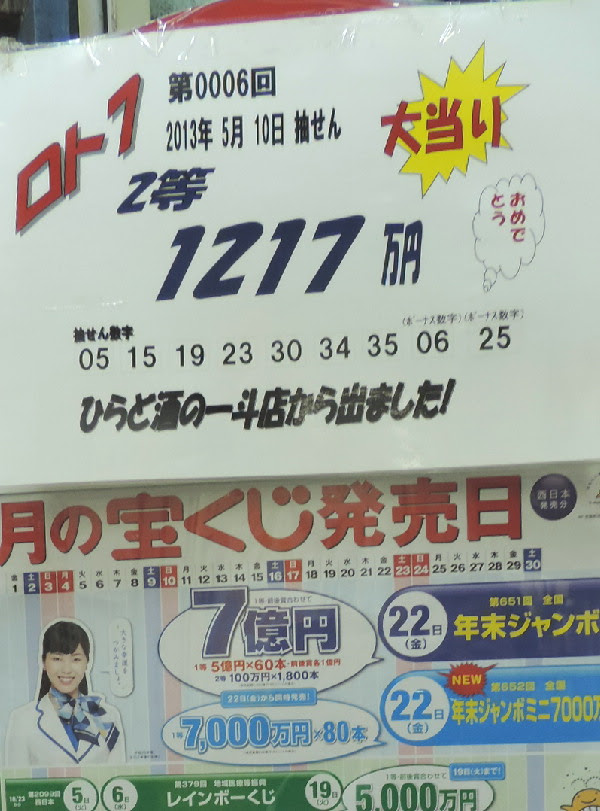 ここで出ました ロト７の2等賞12 170 000円 平戸販売所 親方の隠し部屋