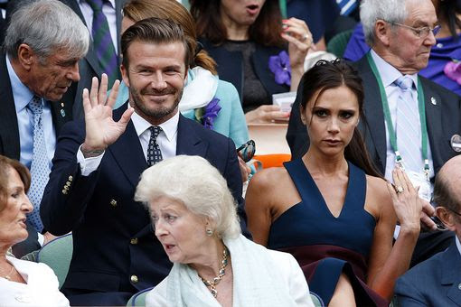 Victoria Beckham and David Beckham at men's final Wimbledon 2014