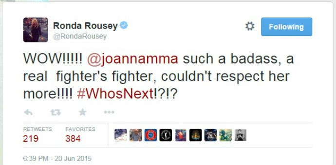Twitter Ronda Rousey Joanna Jedrzejczyk