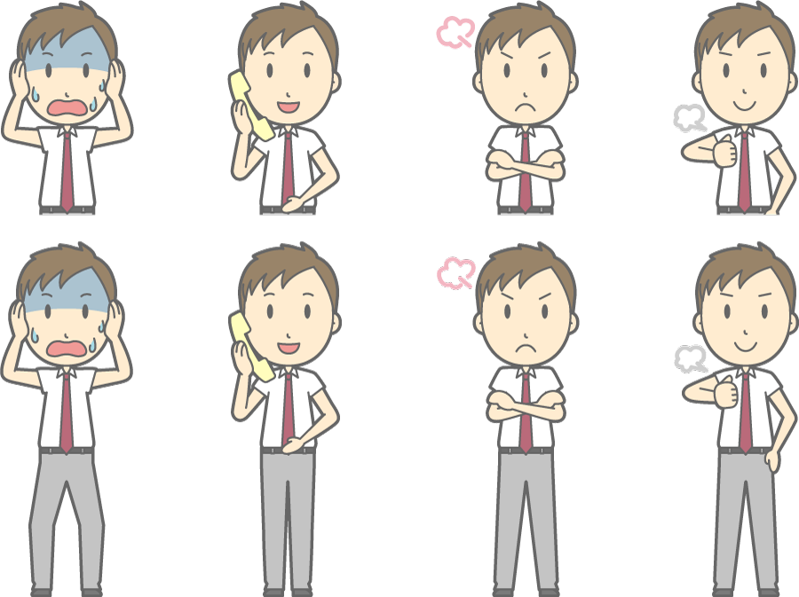 フリーイラスト 頭を抱えるなどの夏服の男子高生のセットでアハ体験 Gahag 著作権フリー写真 イラスト素材集