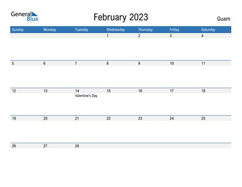 Free, easy to print pdf version of 2023 calendar in various formats. february 2023 calendar with guam holidays