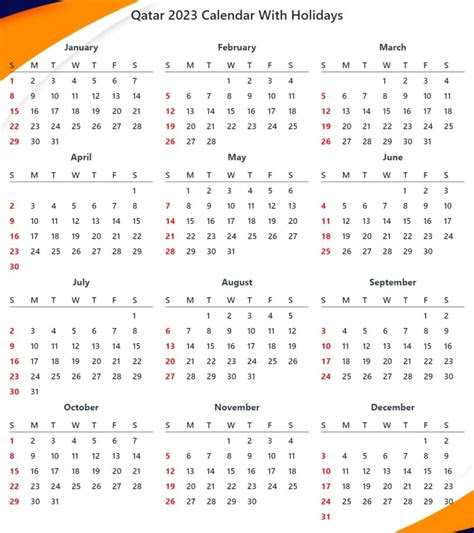 Weba 2023 year planner with public holidays for qatar. printable qatar 2023 calendar with holidays