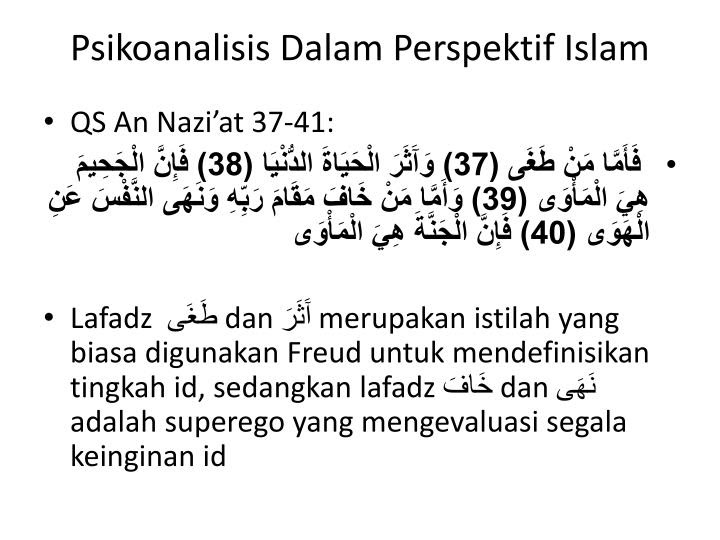 PPT ELABORASI TEORI PSIKOANALISIS DALAM PERSPEKTIF ISLAM PPT ELABORASI TEORI PSIKOANALISIS DALAM PERSPEKTIF ISLAM