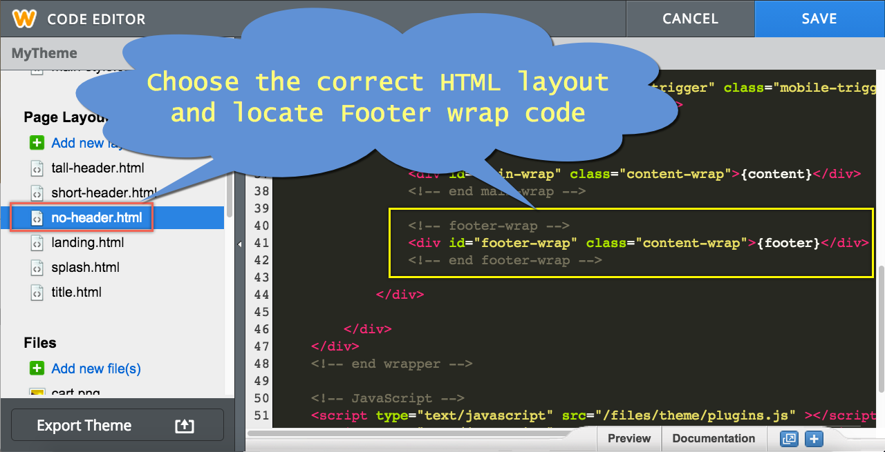 Find Footer Wrap Inside HTML Code