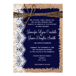 Rustic Country Burlap Lace Twine Wedding Invites