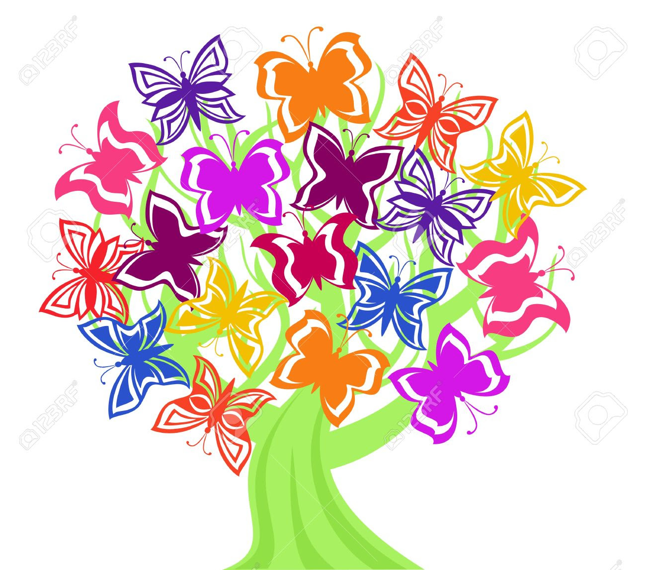 Download buuterfly on tree clipart - Clipground