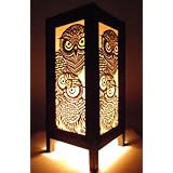 Thai Vintage Handmade Asian Oriental Handcraft Night Owl Bird Bedside Table Lights or Floor Wood Paper Lamp Home Decor Bedroom Decoration Modern Design from Thailand