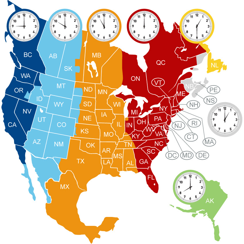 Time Zones And Area Codes Ch Express Inc