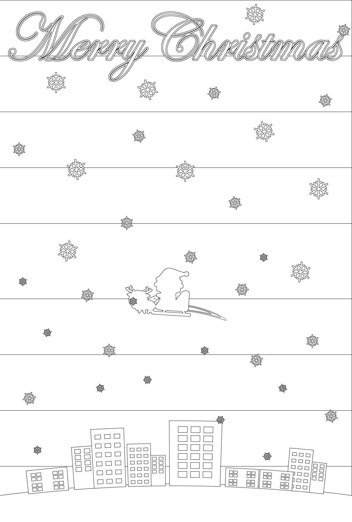 塗り絵に最適な白黒でかわいいクリスマスカード03 無料イラスト 商用フリー オイデ43
