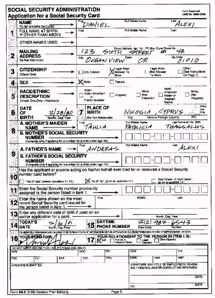 security example social card IMPORTANT DOCUMENTS IMMIGRATION