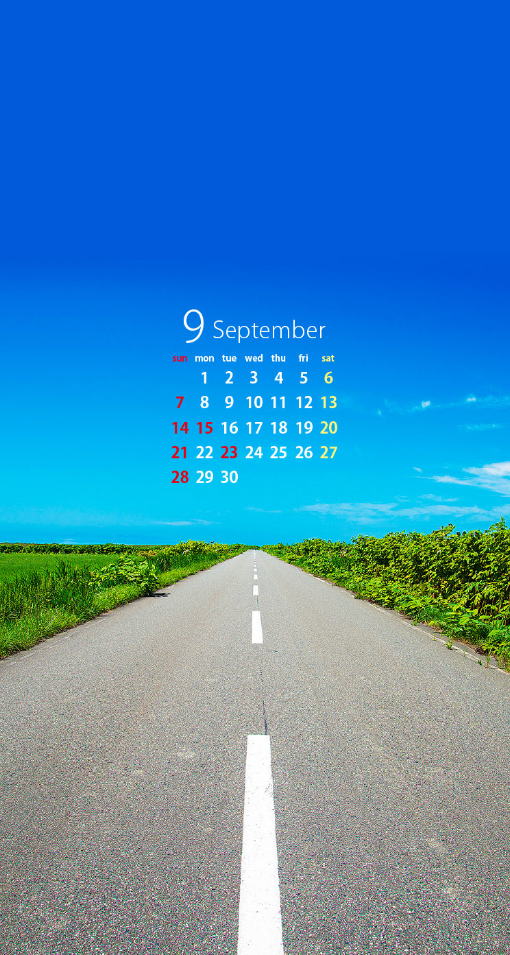 北海道道路 Iphone壁紙9月カレンダー Leone