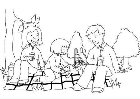 Family Picnic Clipart Black And White - Clip Art Library