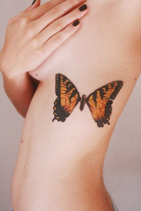 Butterfly Rib Tattoo For Women