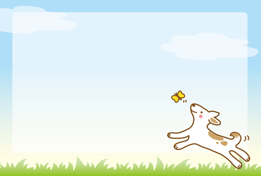 フリーイラスト 野原で蝶と遊ぶ犬の飾り枠でアハ体験 Gahag 著作権フリー写真 イラスト素材集