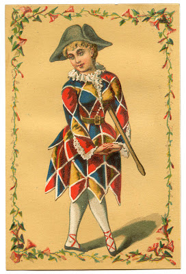 Vintage Image Harlequin Clown Girl Mardi Gras The Graphics Fairy