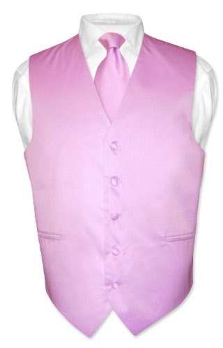 Covona Men's Solid LAVENDER Dress Vest NeckTie Set Medium
