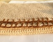Large Blanket, Crochet, Contrast Border, 50in x 60in, Pure Alpaca, luxury blanket, Made-to-Order, Charitable Donation