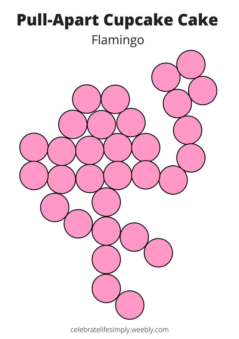 Pink Flamingo Pull Apart Cupcake  Cake Template celebrate 