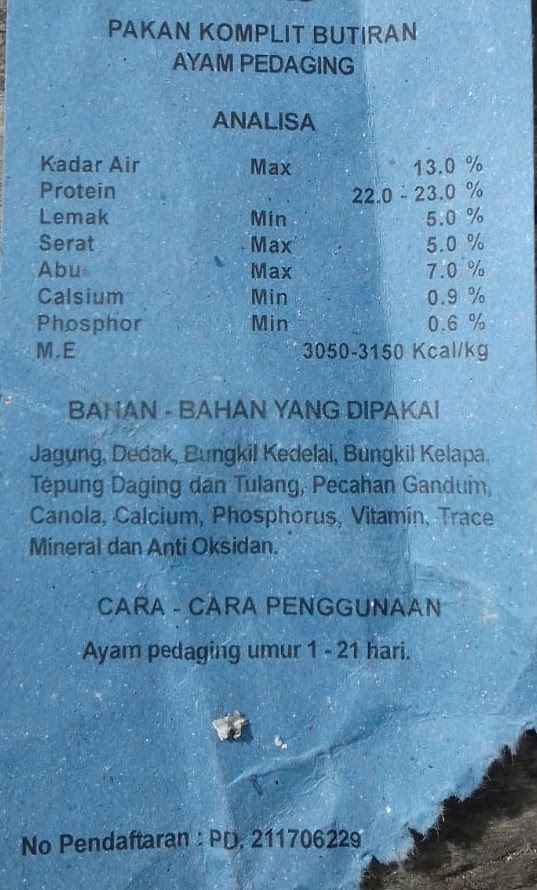 Membaca Data Di Label Pakan Ayam Pedaging | Ardhi Borneo ...