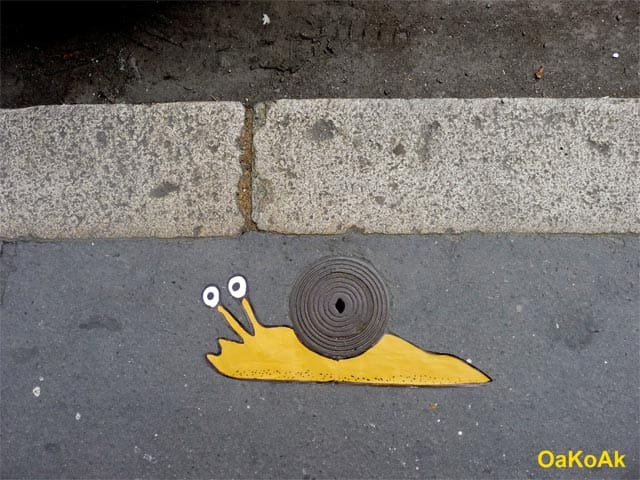 Brilliant Urban Interventions by OakOak Turn Crumbling City Infrastructure into a Visual Playground  street art 