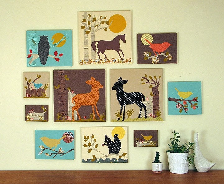 Orange Polka Dot Bird Stretced Canvas